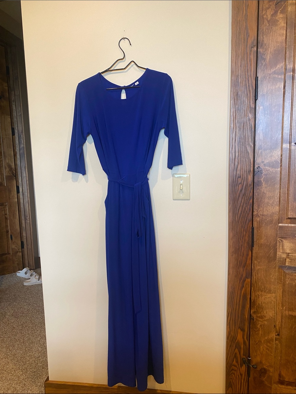 Women’s Royal Blue Long Sleeve Belted Maxi Dress